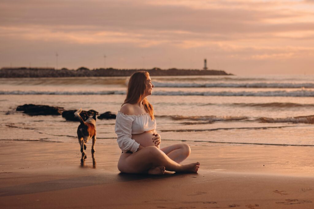 Pregnant mom meditating